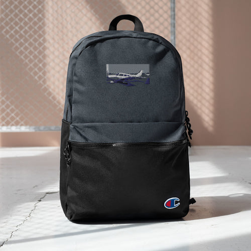 Embroidered Champion Backpack With Airplane