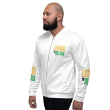 Load image into Gallery viewer, Unisex Bomber Jacket (Living to Relax Multi-Color Theme)