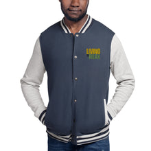 Load image into Gallery viewer, Embroidered Champion Bomber Jacket (Living to Relax Phrase)