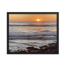 Load image into Gallery viewer, Framed Poster of the Green Flash at Oceanside California Lifeguard Station 7 on the Strand