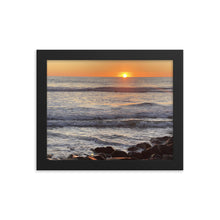 Load image into Gallery viewer, Framed Poster of the Green Flash at Oceanside California Lifeguard Station 7 on the Strand