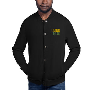 Embroidered Champion Bomber Jacket (Living to Relax Phrase)