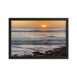 Framed Poster of the Green Flash at Oceanside California Lifeguard Station 7 on the Strand